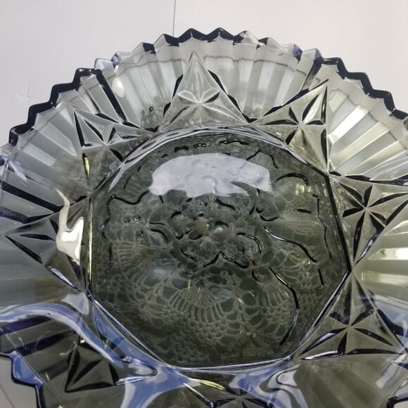Vintage Glass Dish Ruffled Bowl Federal Pioneer Fruit Pattern 11" Centerpiece - Picture 5 of 16